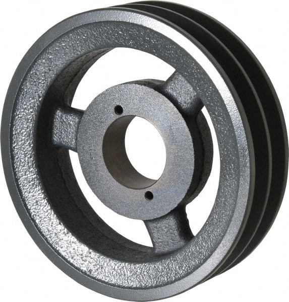 Browning - 2 Groove, 3/8 to 1-1/2 Bore Diam, 6.45" Outside Diam, QD Bushed V Belt Sheave - 5.7 A Diam Belt Pitch - Exact Tooling