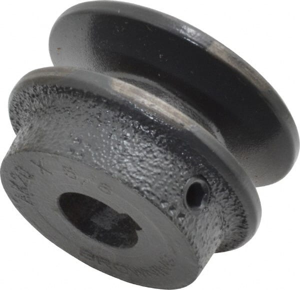 Browning - 5/8" Bore, 15/16 Long, 2" Outside Diam, Finished Bore Single Groove V Belt Sheave - 21/32" Wide, 1.46" Pitch Diam of 3L Belt, 1.8" Pitch Diam of 4L Belt - Exact Tooling