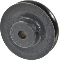 Browning - 1/2" Bore, 15/16 Long, 3.45" Outside Diam, Finished Bore Single Groove V Belt Sheave - 21/32" Wide, 2.86" Pitch Diam of 3L Belt, 3.2" Pitch Diam of 4L Belt - Exact Tooling