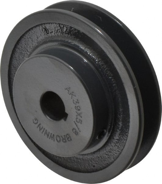 Browning - 5/8" Bore, 1-5/32 Long, 3-3/4" Outside Diam, Finished Bore Single Groove V Belt Sheave - 3/4" Wide, 3.16" Pitch Diam of 3L Belt, 3-1/2" Pitch Diam of 4L Belt - Exact Tooling