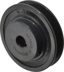 Browning - 5/8" Bore, 1-5/32 Long, 3-3/4" Outside Diam, Finished Bore Single Groove V Belt Sheave - 3/4" Wide, 3.16" Pitch Diam of 3L Belt, 3-1/2" Pitch Diam of 4L Belt - Exact Tooling