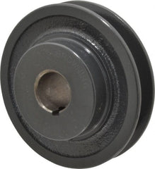 Browning - 7/8" Bore, 1-5/32 Long, 3-3/4" Outside Diam, Finished Bore Single Groove V Belt Sheave - 3/4" Wide, 3.16" Pitch Diam of 3L Belt, 3-1/2" Pitch Diam of 4L Belt - Exact Tooling
