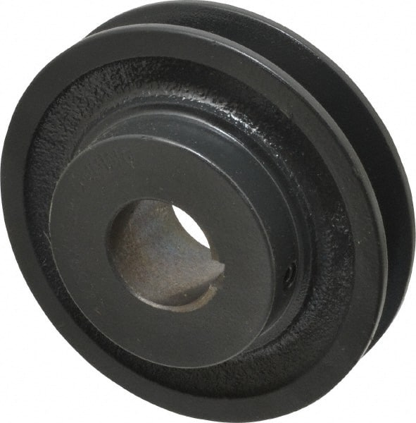Browning - 1" Bore, 1-5/32 Long, 3-3/4" Outside Diam, Finished Bore Single Groove V Belt Sheave - 3/4" Wide, 3.16" Pitch Diam of 3L Belt, 3-1/2" Pitch Diam of 4L Belt - Exact Tooling