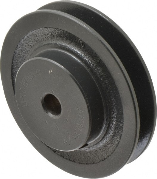 Browning - 1/2" Bore, 1-5/32 Long, 3.95" Outside Diam, Finished Bore Single Groove V Belt Sheave - 3/4" Wide, 3.36" Pitch Diam of 3L Belt, 3.7" Pitch Diam of 4L Belt - Exact Tooling