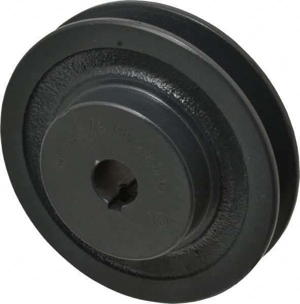 Browning - 5/8" Bore, 1-5/32 Long, 3.95" Outside Diam, Finished Bore Single Groove V Belt Sheave - 3/4" Wide, 3.36" Pitch Diam of 3L Belt, 3.7" Pitch Diam of 4L Belt - Exact Tooling