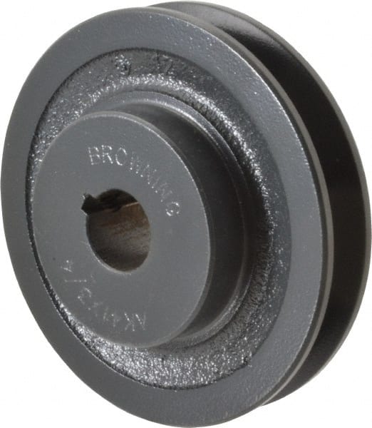 Browning - 3/4" Bore, 1-5/32 Long, 3.95" Outside Diam, Finished Bore Single Groove V Belt Sheave - 3/4" Wide, 3.36" Pitch Diam of 3L Belt, 3.7" Pitch Diam of 4L Belt - Exact Tooling