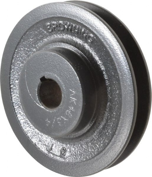 Browning - 3/4" Bore, 1-5/32 Long, 4.45" Outside Diam, Finished Bore Single Groove V Belt Sheave - 3/4" Wide, 3.86" Pitch Diam of 3L Belt, 4.2" Pitch Diam of 4L Belt - Exact Tooling