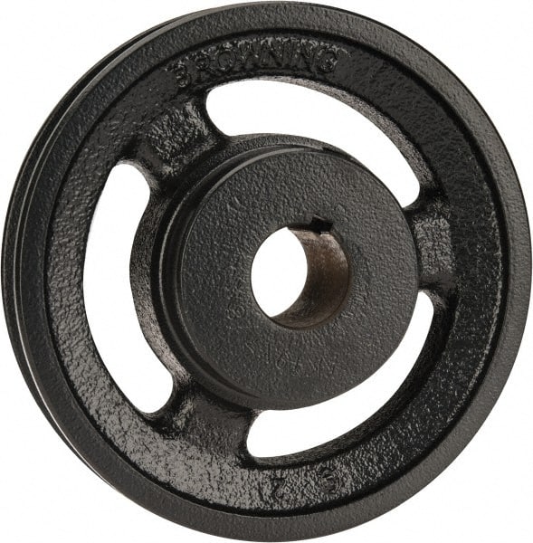Browning - 7/8" Bore, 1-5/32 Long, 4-3/4" Outside Diam, Finished Bore Single Groove V Belt Sheave - 3/4" Wide, 4.16" Pitch Diam of 3L Belt, 4-1/2" Pitch Diam of 4L Belt - Exact Tooling