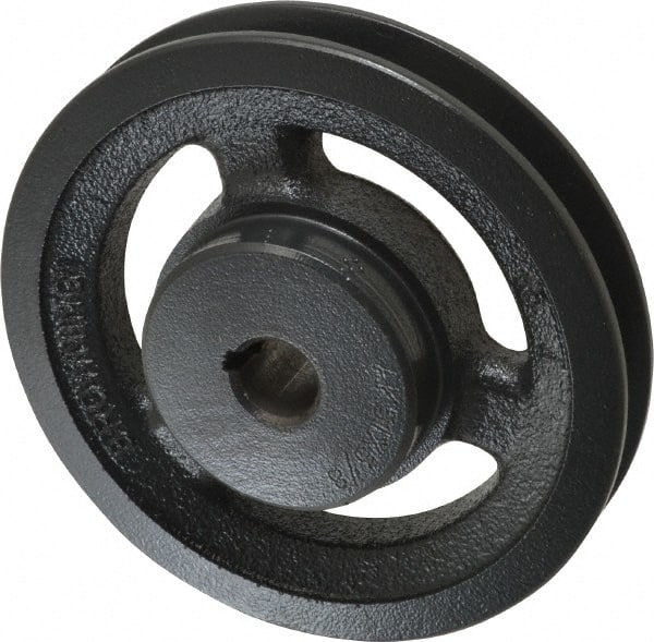 Browning - 5/8" Bore, 1-5/32 Long, 4.95" Outside Diam, Finished Bore Single Groove V Belt Sheave - 3/4" Wide, 4.36" Pitch Diam of 3L Belt, 4.7" Pitch Diam of 4L Belt - Exact Tooling