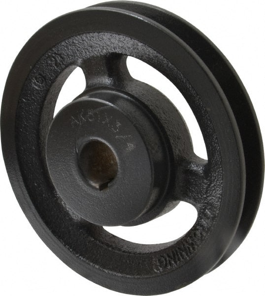 Browning - 3/4" Bore, 1-5/32 Long, 4.95" Outside Diam, Finished Bore Single Groove V Belt Sheave - 3/4" Wide, 4.36" Pitch Diam of 3L Belt, 4.7" Pitch Diam of 4L Belt - Exact Tooling