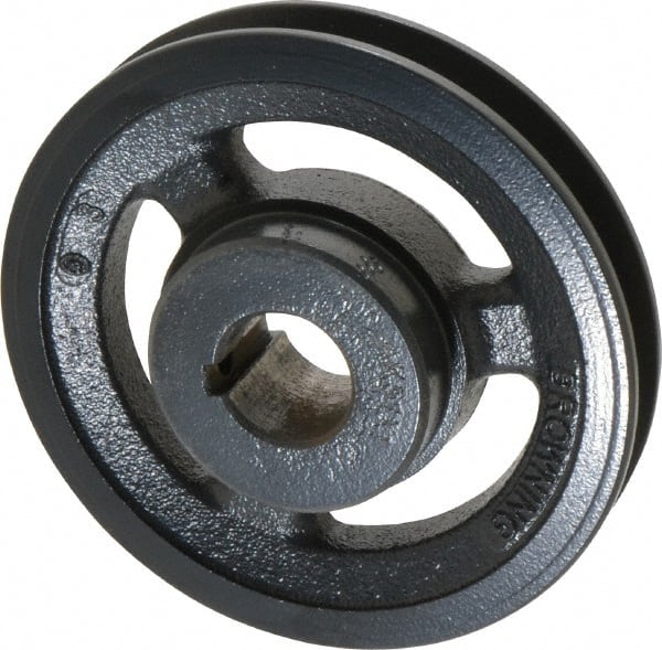 Browning - 1" Bore, 1-5/32 Long, 5.1" Outside Diam, Finished Bore Single Groove V Belt Sheave - 3/4" Wide, 4.36" Pitch Diam of 3L Belt, 4.7" Pitch Diam of 4L Belt - Exact Tooling