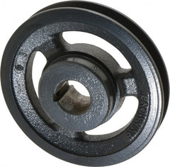 Browning - 1" Bore, 1-5/32 Long, 5.1" Outside Diam, Finished Bore Single Groove V Belt Sheave - 3/4" Wide, 4.36" Pitch Diam of 3L Belt, 4.7" Pitch Diam of 4L Belt - Exact Tooling