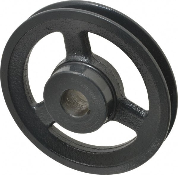Browning - 7/8" Bore, 1-5/32 Long, 5.45" Outside Diam, Finished Bore Single Groove V Belt Sheave - 3/4" Wide, 4.86" Pitch Diam of 3L Belt, 5.2" Pitch Diam of 4L Belt - Exact Tooling