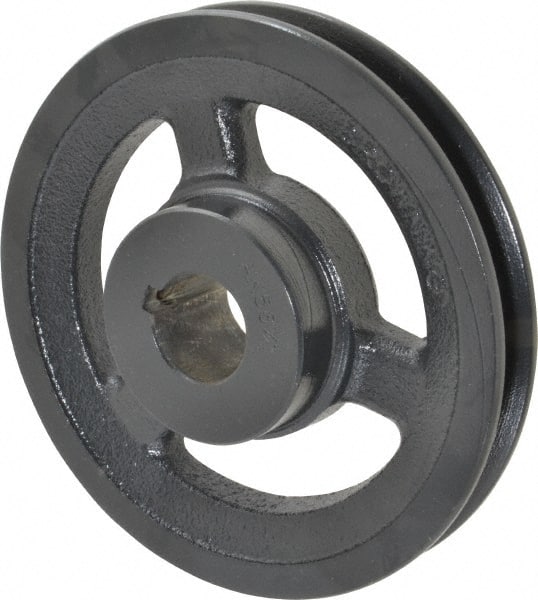 Browning - 1" Bore, 1-5/32 Long, 5.45" Outside Diam, Finished Bore Single Groove V Belt Sheave - 3/4" Wide, 4.86" Pitch Diam of 3L Belt, 5.2" Pitch Diam of 4L Belt - Exact Tooling