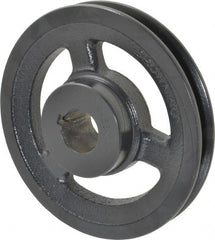 Browning - 1" Bore, 1-5/32 Long, 5.45" Outside Diam, Finished Bore Single Groove V Belt Sheave - 3/4" Wide, 4.86" Pitch Diam of 3L Belt, 5.2" Pitch Diam of 4L Belt - Exact Tooling