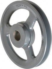 Browning - 7/8" Bore, 1-5/32 Long, 6-1/4" Outside Diam, Finished Bore Single Groove V Belt Sheave - 3/4" Wide, 5.66" Pitch Diam of 3L Belt, 6" Pitch Diam of 4L Belt - Exact Tooling