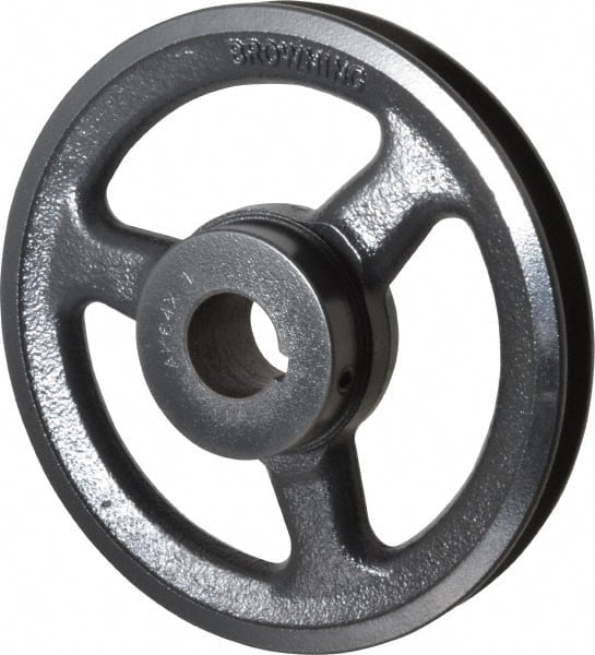 Browning - 1" Bore, 1-5/32 Long, 6-1/4" Outside Diam, Finished Bore Single Groove V Belt Sheave - 3/4" Wide, 5.66" Pitch Diam of 3L Belt, 6" Pitch Diam of 4L Belt - Exact Tooling