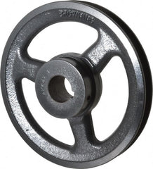 Browning - 1" Bore, 1-5/32 Long, 6-1/4" Outside Diam, Finished Bore Single Groove V Belt Sheave - 3/4" Wide, 5.66" Pitch Diam of 3L Belt, 6" Pitch Diam of 4L Belt - Exact Tooling
