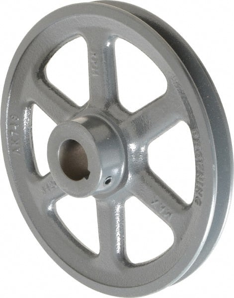 Browning - 1" Bore, 1-15/32 Long, 7-1/4" Outside Diam, Finished Bore Single Groove V Belt Sheave - 3/4" Wide, 6.66" Pitch Diam of 3L Belt, 7" Pitch Diam of 4L Belt - Exact Tooling