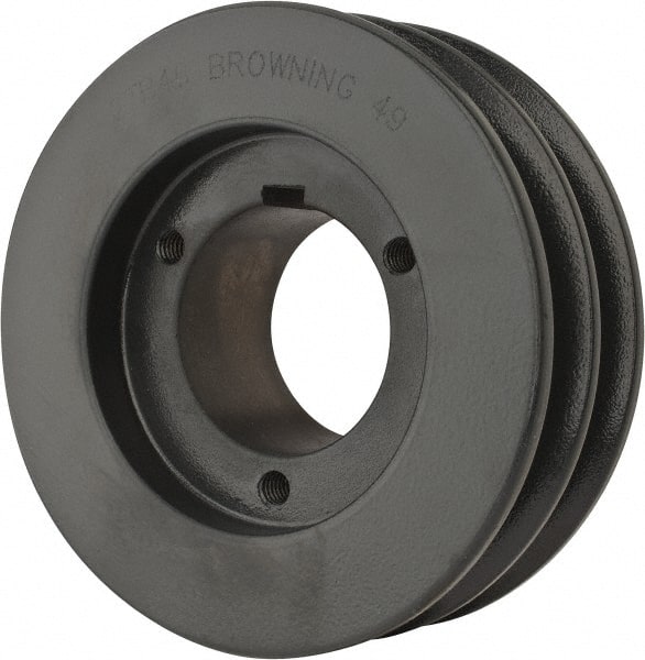 Browning - 2 Groove, 1/2 to 1-3/4 Bore Diam, 4.95" Outside Diam, QD Bushed V Belt Sheave - 4.2 A Diam Belt Pitch - Exact Tooling