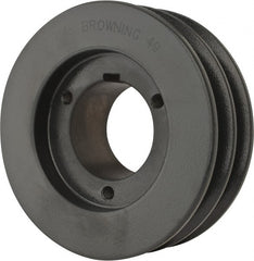 Browning - 2 Groove, 1/2 to 1-3/4 Bore Diam, 4.95" Outside Diam, QD Bushed V Belt Sheave - 4.2 A Diam Belt Pitch - Exact Tooling