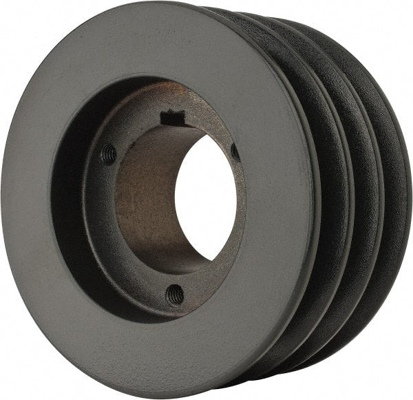 Browning - 3 Groove, 1/2 to 1-3/4 Bore Diam, 4.95" Outside Diam, QD Bushed V Belt Sheave - 4.2 A Diam Belt Pitch - Exact Tooling