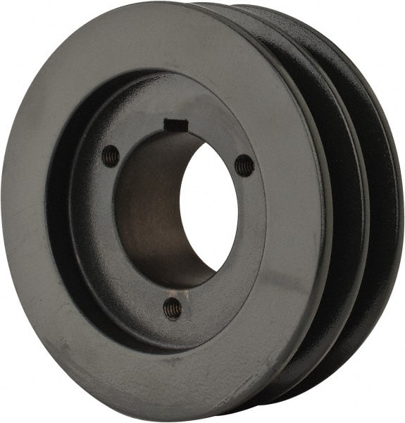 Browning - 2 Groove, 1/2 to 1-3/4 Bore Diam, 5.15" Outside Diam, QD Bushed V Belt Sheave - 4.4 A Diam Belt Pitch - Exact Tooling