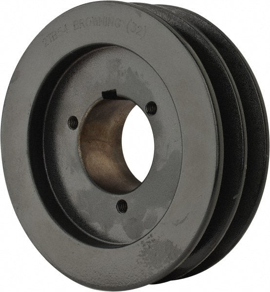 Browning - 2 Groove, 1/2 to 1-1/2 Bore Diam, 5-3/4" Outside Diam, QD Bushed V Belt Sheave - 5.0 A Diam Belt Pitch - Exact Tooling
