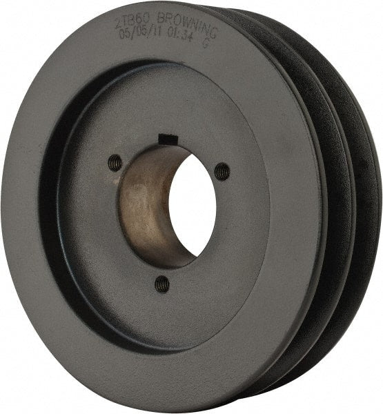 Browning - 2 Groove, 1/2 to 1-3/4 Bore Diam, 6.35" Outside Diam, QD Bushed V Belt Sheave - 5.6 A Diam Belt Pitch - Exact Tooling
