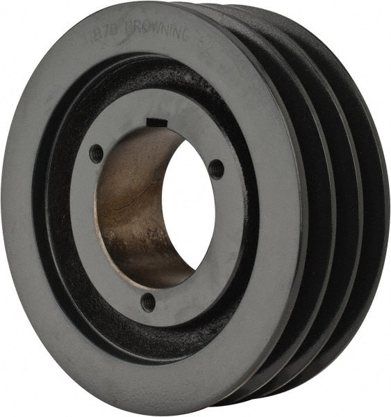 Browning - 3 Groove, 3/4 to 2-11/16 Bore Diam, 7.35" Outside Diam, QD Bushed V Belt Sheave - 6.6 A Diam Belt Pitch - Exact Tooling