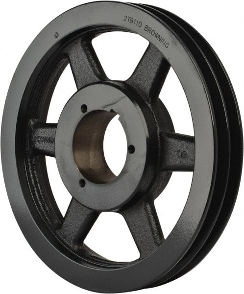 Browning - 2 Groove, 3/4 to 2-11/16 Bore Diam, 11.35" Outside Diam, QD Bushed V Belt Sheave - 10.6 A Diam Belt Pitch - Exact Tooling