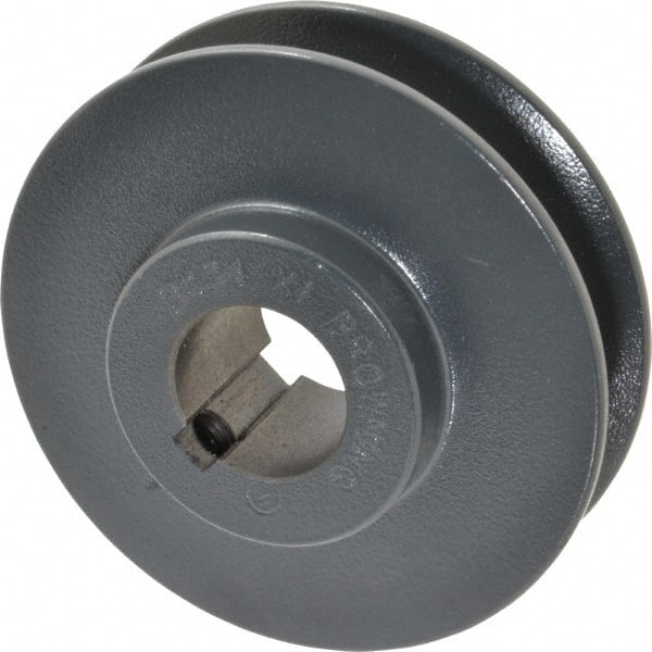 Browning - 1" Bore, 1-5/32 Long, 3.55" Outside Diam, Finished Bore Single Groove V Belt Sheave - 7/8" Wide, 3.2 Belt Pitch B, 2.8" Pitch Diam of 4L Belt - Exact Tooling