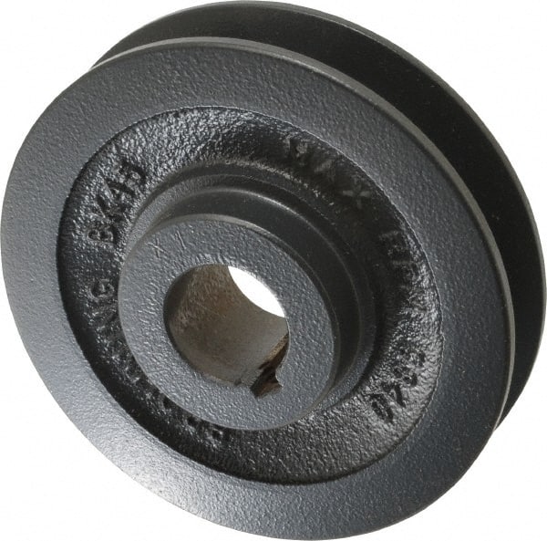 Browning - 1" Bore, 1-5/32 Long, 4-1/4" Outside Diam, Finished Bore Single Groove V Belt Sheave - 7/8" Wide, 3.9 Belt Pitch B, 3-1/2" Pitch Diam of 4L Belt - Exact Tooling