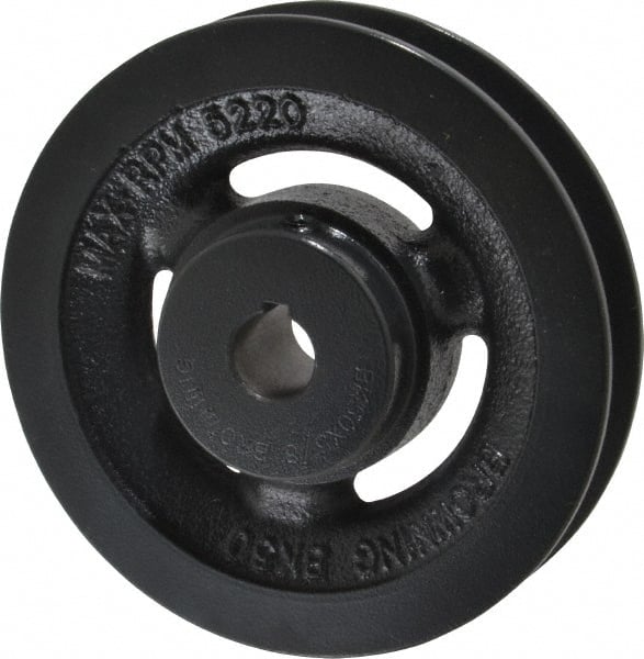 Browning - 5/8" Bore, 1-5/32 Long, 5" Outside Diam, Finished Bore Single Groove V Belt Sheave - 7/8" Wide, 4.4 Belt Pitch B, 4" Pitch Diam of 4L Belt - Exact Tooling