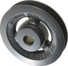 Browning - 3/4" Bore, 1-5/32 Long, 5" Outside Diam, Finished Bore Single Groove V Belt Sheave - 7/8" Wide, 4.4 Belt Pitch B, 4" Pitch Diam of 4L Belt - Exact Tooling