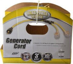 Southwire - 3 Conductors, 125 VAC, 20 Amp, 10 AWG, Generator Cord - For Use with NEMA Receptacles on Generators - Exact Tooling
