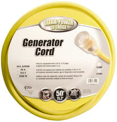 Southwire - 3 Conductors, 125 VAC, 20 Amp, 10 AWG, Generator Cord - For Use with NEMA Receptacles on Generators - Exact Tooling
