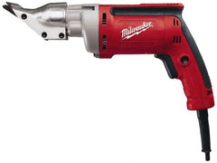 Milwaukee Tool - 2,500 SPM, 120 Volt, Pistol Grip Handle, Handheld Electric Shear - 18 Gauge (Steel) & 20 Gauge (Stainless Steel) Cutting Capacity - Exact Tooling