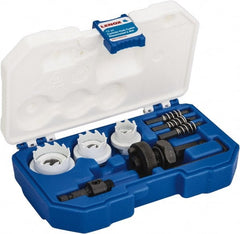 Lenox - 12 Piece, 7/8" to 1-3/8" Saw Diam, Electrician's Hole Saw Kit - Carbide-Tipped, Toothed Edge, Includes 3 Hole Saws - Exact Tooling