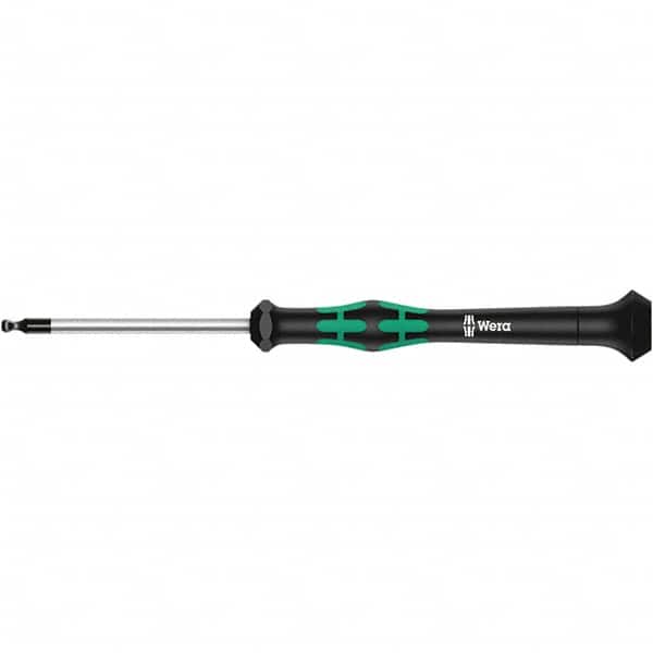 Wera - 3/32" Hex Ball End Driver - 2-3/8" Bade Length, Multi Handle, 262mm OAL - Exact Tooling