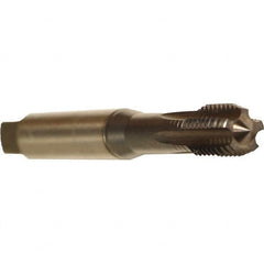 Emuge - M16x2.00 Metric Coarse 6HX 6 Flute TiCN Finish Solid Carbide Straight Flute Machine Tap - Modified Bottoming, Right Hand Thread, 110mm OAL, 24mm Thread Length, Oversize - Exact Tooling