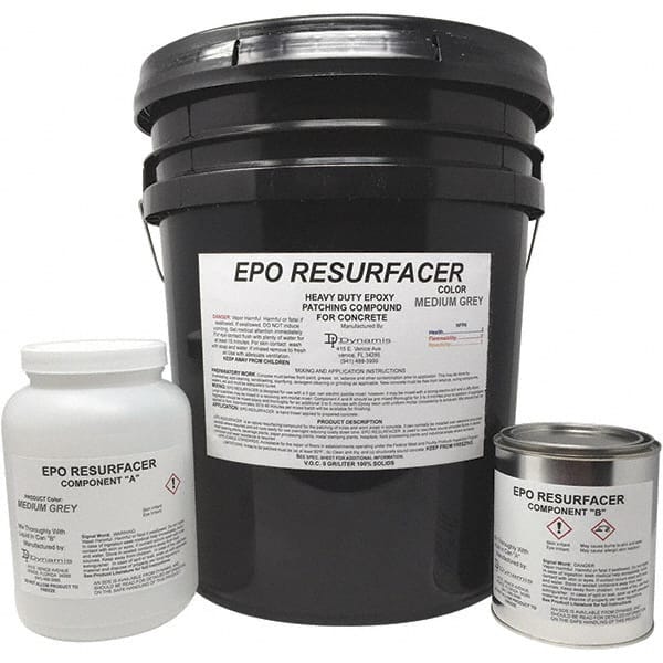 Made in USA - 50 Lb Concrete Repair/Resurfacing - Medium Gray, 25 Sq Ft Coverage, Epoxy Resin - Exact Tooling