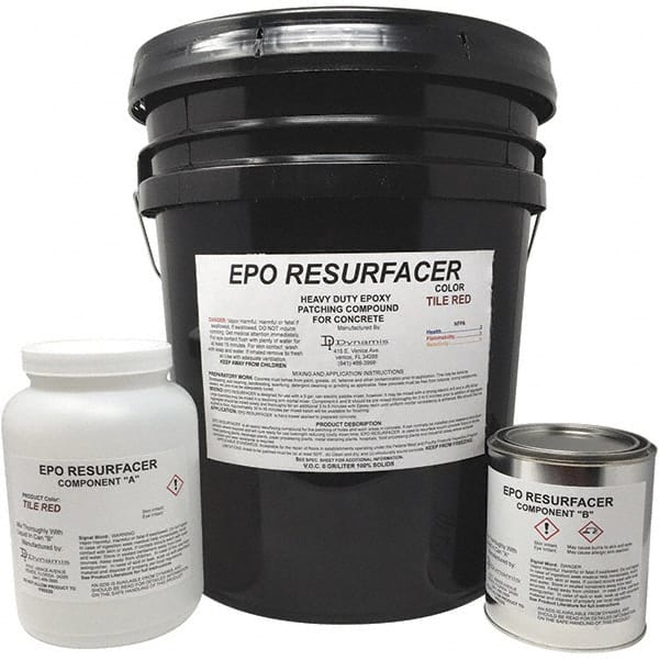 Made in USA - 50 Lb Concrete Repair/Resurfacing - Tile Red, 25 Sq Ft Coverage, Epoxy Resin - Exact Tooling