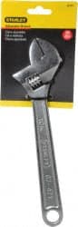 Stanley - 1-1/4" Jaw Capacity, 10" Standard Adjustable Wrench - Chrome Vanadium Steel, Chrome Finish, 10-1/8" OAL - Exact Tooling