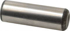 Made in USA - 1" Diam x 3" Pin Length Grade 8 Alloy Steel Standard Dowel Pin - Bright Finish, C 47-58 & C 60 (Surface) Hardness, 117,800 Lb (Single Shear), 235,600 Lb (Double Shear) Breaking Strength, 1 Beveled & 1 Rounded End - Exact Tooling