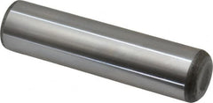Made in USA - 1" Diam x 4" Pin Length Grade 8 Alloy Steel Standard Dowel Pin - Bright Finish, C 47-58 & C 60 (Surface) Hardness, 117,800 Lb (Single Shear), 235,600 Lb (Double Shear) Breaking Strength, 1 Beveled & 1 Rounded End - Exact Tooling