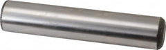 Made in USA - 1" Diam x 5" Pin Length Grade 8 Alloy Steel Standard Dowel Pin - Bright Finish, C 47-58 & C 60 (Surface) Hardness, 117,800 Lb (Single Shear), 235,600 Lb (Double Shear) Breaking Strength, 1 Beveled & 1 Rounded End - Exact Tooling