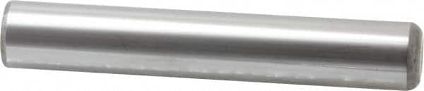 Made in USA - 1" Diam x 6" Pin Length Grade 8 Alloy Steel Standard Dowel Pin - Bright Finish, C 47-58 & C 60 (Surface) Hardness, 117,800 Lb (Single Shear), 235,600 Lb (Double Shear) Breaking Strength, 1 Beveled & 1 Rounded End - Exact Tooling