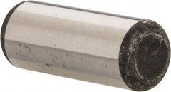 Made in USA - 1/2" Diam x 1-1/4" Pin Length Grade 8 Alloy Steel Standard Dowel Pin - Bright Finish, C 47-58 & C 60 (Surface) Hardness, 29,450 Lb (Single Shear), 58,900 Lb (Double Shear) Breaking Strength, 1 Beveled & 1 Rounded End - Exact Tooling