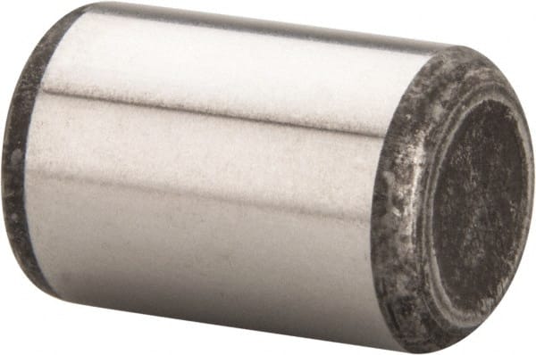 Made in USA - 1/2" Diam x 3/4" Pin Length Grade 8 Alloy Steel Standard Dowel Pin - Bright Finish, C 47-58 & C 60 (Surface) Hardness, 29,450 Lb (Single Shear), 58,900 Lb (Double Shear) Breaking Strength, 1 Beveled & 1 Rounded End - Exact Tooling
